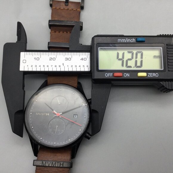 MVMT Outback Chronograph Watch Men 42mm Black Date Leather Band New Battery - Picture 13 of 15